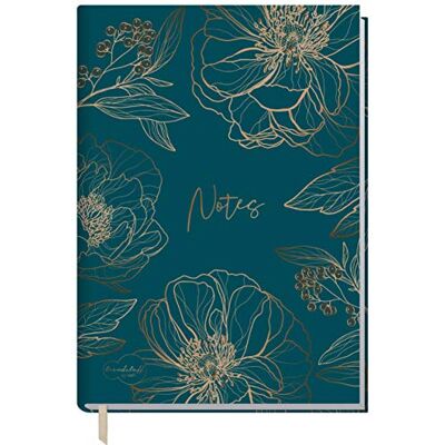Häfft Trendstuff by ® Caderno, diário A5 listrado "Flor de ouro Häfft Trendstuff by ® Caderno, diário A5 listrado "Flor de ouro