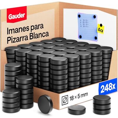 GAUDER Ímanes para Quadro Branco, Frigorífico e Escritório Discos Magnéticos Redondos Fortes Ímanes Pretos para Uso Diário (248 Peças 18 x 5 mm) GAUDER Ímanes para Quadro Branco, Frigorífico e Escritório Discos Magnéticos Redondos Fortes Ímanes Pretos para Uso Diário (248 Peças 18 x 5 mm)