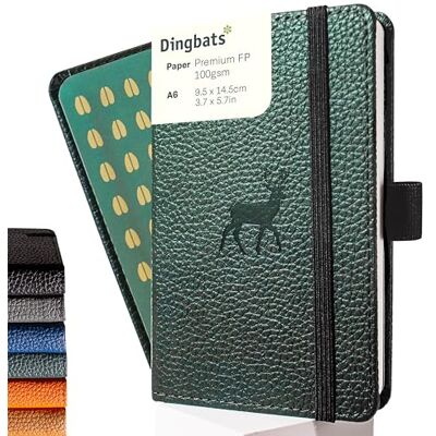 Dingbats* Notebooks Dingbats Wildlife Caderno de bolso com páginas pautadas, veado verde, A6 couro PU papel creme, de 100 gsm, à prova de tinta Dingbats* Notebooks Dingbats Wildlife Caderno de bolso com páginas pautadas, veado verde, A6 couro PU papel creme, de 100 gsm, à prova de tinta