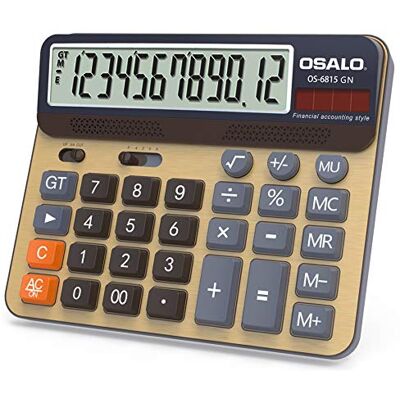 OSALO Calculadora de mesa, ecrã grande, teclas grandes, calculadora de 12 dígitos (OS-6815GN) OSALO Calculadora de mesa, ecrã grande, teclas grandes, calculadora de 12 dígitos (OS-6815GN)