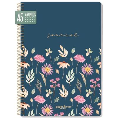 Häfft paper&you® Caderno de pontos A5 com espiral "Flying Flowers Häfft paper&you® Caderno de pontos A5 com espiral "Flying Flowers