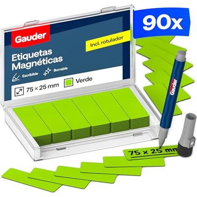 GAUDER Etiquetas magnéticas reutilizáveis, ímans para escrever para quadro branco, placa Kanban, frigorífico e muito mais, cartões magnéticos com marcador, 90 unidades, 75 x 25 mm Imanes para escribir y tarjetas magnéticas para pizarra blanca, tablero K GAUDER Etiquetas magnéticas reutilizáveis, ímans para escrever para quadro branco, placa Kanban, frigorífico e muito mais, cartões magnéticos com marcador, 90 unidades, 75 x 25 mm Imanes para escribir y tarjetas magnéticas para pizarra blanca, tablero K
