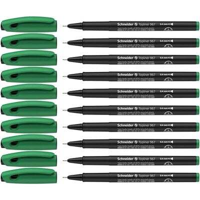 SCHNEIDER Topliner 967 Caneta de caneta de rolo (10 unidades), cor verde SCHNEIDER Topliner 967 Caneta de caneta de rolo (10 unidades), cor verde