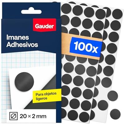 GAUDER Pontos magnéticos Ímanes autocolantes redondos para trabalhos manuais, frigorífico, escritório e escola, adesivos autocolantes para notas, fotos e objetos leves, 100 unidades 20 x 2 mm) GAUDER Pontos magnéticos Ímanes autocolantes redondos para trabalhos manuais, frigorífico, escritório e escola, adesivos autocolantes para notas, fotos e objetos leves, 100 unidades 20 x 2 mm)
