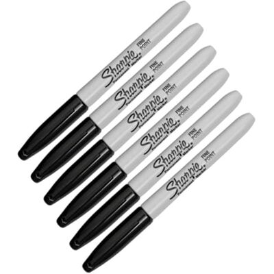 Sharpie 6 x Marcador permanente de ponta fina preto – novo Sharpie 6 x Marcador permanente de ponta fina preto – novo
