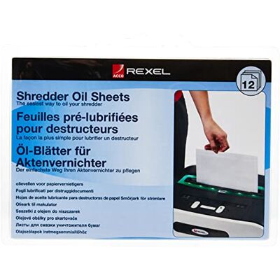 Rexel , conjunto de 12 folhas lubrificantes para destruidora de papel, tamanho A5 Rexel , conjunto de 12 folhas lubrificantes para destruidora de papel, tamanho A5