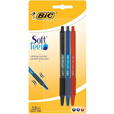 BIC Canetas de toque suave, ponta média (1,0 mm), cores sortidas, embalagem de 3 BIC Canetas de toque suave, ponta média (1,0 mm), cores sortidas, embalagem de 3