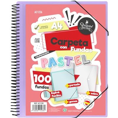 Starplast Pasta com capas em espiral flexível, 00 capas transparentes, A4, fecho elástico, tampa de polipropileno, capa personalizável, para uso escolar e escritório, cor lilás Starplast Pasta com capas em espiral flexível, 00 capas transparentes, A4, fecho elástico, tampa de polipropileno, capa personalizável, para uso escolar e escritório, cor lilás