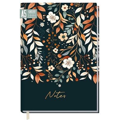 Häfft Caderno A5 xadrez "Pretty Flowers" da Trendstuff by 124 páginas, 62 folhas ideal como diário, diário, livro de ideias, bloco de notas sustentável e ecológico Häfft Caderno A5 xadrez "Pretty Flowers" da Trendstuff by 124 páginas, 62 folhas ideal como diário, diário, livro de ideias, bloco de notas sustentável e ecológico