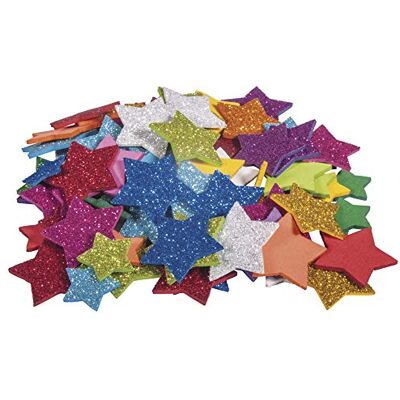 Rayher Pacote de 100 autocolantes de borracha eva com purpurina, formato de estrela, 2-3 cm, Ø Rayher Pacote de 100 autocolantes de borracha eva com purpurina, formato de estrela, 2-3 cm, Ø