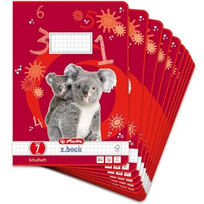 herlitz Conjunto de 10 cadernos de quadros (quadriculado de 7 x 7 mm, DIN A4, 16 folhas), várias cores herlitz Conjunto de 10 cadernos de quadros (quadriculado de 7 x 7 mm, DIN A4, 16 folhas), várias cores