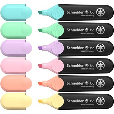 SCHNEIDER Job 150 Marcadores pastel (turquesa, menta, lilás, rosa, pêssego, baunilha), estojo de 6 unidades SCHNEIDER Job 150 Marcadores pastel (turquesa, menta, lilás, rosa, pêssego, baunilha), estojo de 6 unidades