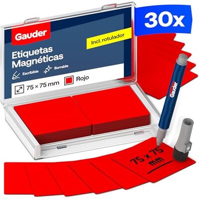 GAUDER Etiquetas magnéticas reutilizáveis, ímans para escrever para quadro branco, placa Kanban, frigorífico e muito mais, cartões magnéticos com marcador, 30 unidades, 75 x 75 mm Imanes para escribir y tarjetas magnéticas para pizarra blanca, tablero K GAUDER Etiquetas magnéticas reutilizáveis, ímans para escrever para quadro branco, placa Kanban, frigorífico e muito mais, cartões magnéticos com marcador, 30 unidades, 75 x 75 mm Imanes para escribir y tarjetas magnéticas para pizarra blanca, tablero K