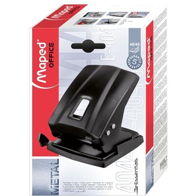 Maped Perfuração de papel Essentials Metal 40/45 folhas com 2 orifícios orifício de papel com tira de vários formatos tampa para esvaziar confetes cor preta Maped Perfuração de papel Essentials Metal 40/45 folhas com 2 orifícios orifício de papel com tira de vários formatos tampa para esvaziar confetes cor preta