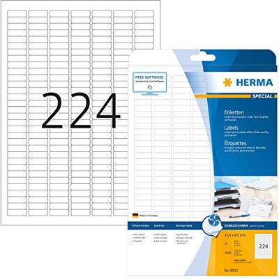 HERMA Pack de 5600 etiquetas, 25,4 x 8,5 mm, cor branca HERMA Pack de 5600 etiquetas, 25,4 x 8,5 mm, cor branca