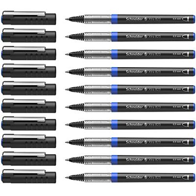 SCHNEIDER Caneta de ponta redonda (aço inoxidável, 0,3 mm), embalagem de 10 unidades, cor azul SCHNEIDER Caneta de ponta redonda (aço inoxidável, 0,3 mm), embalagem de 10 unidades, cor azul