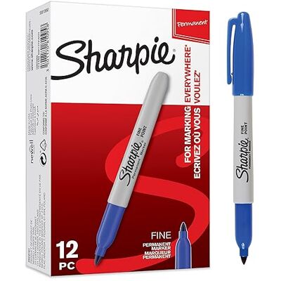Sharpie marcadores permanentes ponta fina cor azul conjunto de 12 marcadores material escolar ideal Sharpie marcadores permanentes ponta fina cor azul conjunto de 12 marcadores material escolar ideal