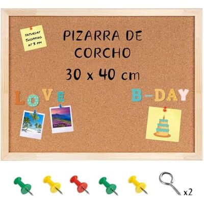 Creative 40 x 30 cm Placa de cortiça ardósia para anúncios com moldura grossa de madeira de pinho de parede, feito na UE escritório, colégio, quarto e casa Creative 40 x 30 cm Placa de cortiça ardósia para anúncios com moldura grossa de madeira de pinho de parede, feito na UE escritório, colégio, quarto e casa