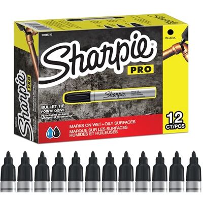 Sharpie Pro Marcadores industriais permanentes Ponta de bala Tinta preta 12 unidades Sharpie Pro Marcadores industriais permanentes Ponta de bala Tinta preta 12 unidades