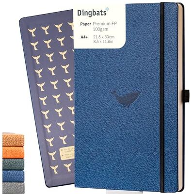 Dingbats* Notebooks Dingbats Wildlife Caderno extra grande com páginas riscadas, baleia azul, A4 Cadernos de capa dura papel creme à prova de tinta 100 gsm Dingbats* Notebooks Dingbats Wildlife Caderno extra grande com páginas riscadas, baleia azul, A4 Cadernos de capa dura papel creme à prova de tinta 100 gsm