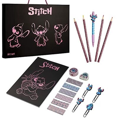 Disney Stitch Conjunto de Papelaria com Estojo de Lápis, Conjunto de Canetas ou Bloco de Notas, Lápis de Cores e Acessórios de Escritório Escolar (Conjunto de Arte Preto) Disney Stitch Conjunto de Papelaria com Estojo de Lápis, Conjunto de Canetas ou Bloco de Notas, Lápis de Cores e Acessórios de Escritório Escolar (Conjunto de Arte Preto)
