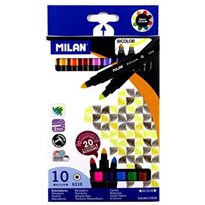 MILAN EST. 10 Marcadores de borracha bicolor Maxi, não se aplica, branco, pequeno MILAN EST. 10 Marcadores de borracha bicolor Maxi, não se aplica, branco, pequeno