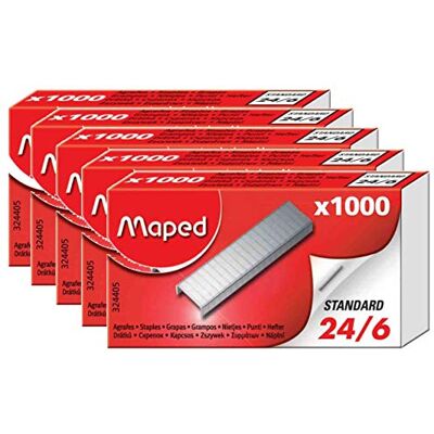 Maped Mapad Lote de 5 caixas de 1000 agrafos 24/6, galvanizadas Maped Mapad Lote de 5 caixas de 1000 agrafos 24/6, galvanizadas