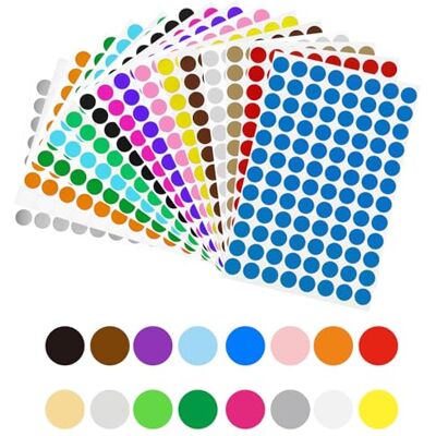 LWMLWM 536 Autocolantes redondos de 5 mm, pontos de 6 cores, para código de cor, para escritório, escola, calendário, notas LWMLWM 536 Autocolantes redondos de 5 mm, pontos de 6 cores, para código de cor, para escritório, escola, calendário, notas