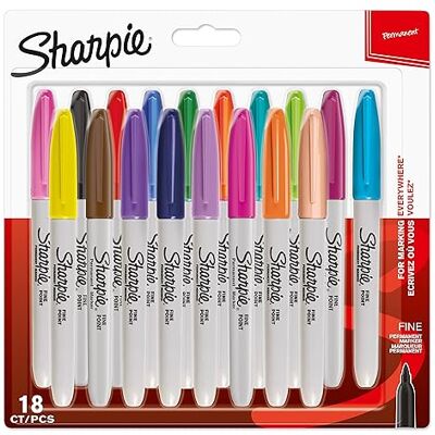 Sharpie Marcadores permanentes ponta fina cores sortidas fantasia pacote de 18 marcadores material escolar ideal Sharpie Marcadores permanentes ponta fina cores sortidas fantasia pacote de 18 marcadores material escolar ideal