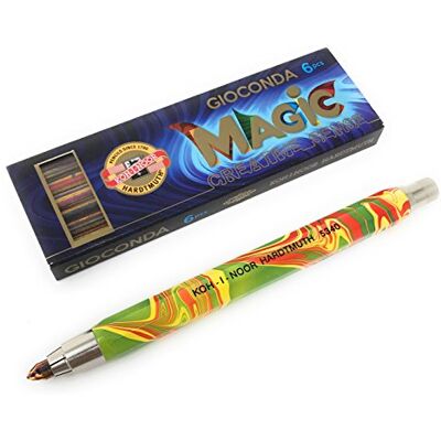 Koh-I-Noor Capa de lápis / lapiseira de metal com afia Mina de 5,6 mm Magic (multicolor) arco-íris de lápis várias opções, cor carvão 1 Magicstift mit 6 Multicolorido Koh-I-Noor Capa de lápis / lapiseira de metal com afia Mina de 5,6 mm Magic (multicolor) arco-íris de lápis várias opções, cor carvão 1 Magicstift mit 6 Multicolorido