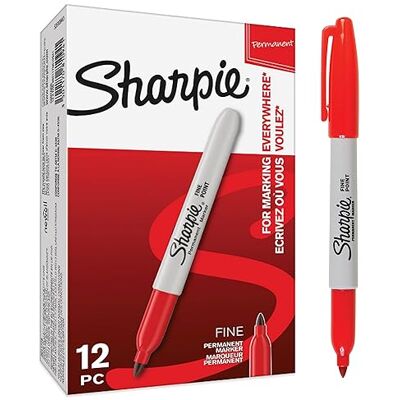 Sharpie marcadores permanentes ponta fina cor vermelho conjunto de 12 marcadores material escolar ideal Sharpie marcadores permanentes ponta fina cor vermelho conjunto de 12 marcadores material escolar ideal