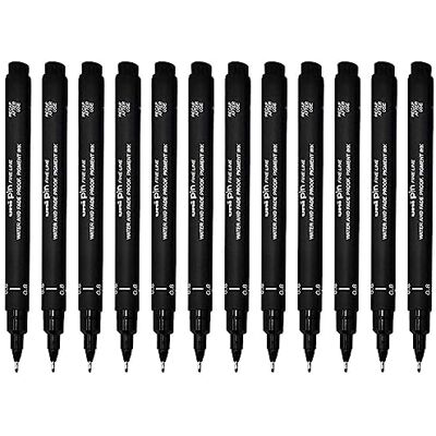Uni-Ball Pin Marcador de desenho Fineliner ultra fino linha marcador 0,8 mm tinta preta embalagem de 12 Uni-Ball Pin Marcador de desenho Fineliner ultra fino linha marcador 0,8 mm tinta preta embalagem de 12