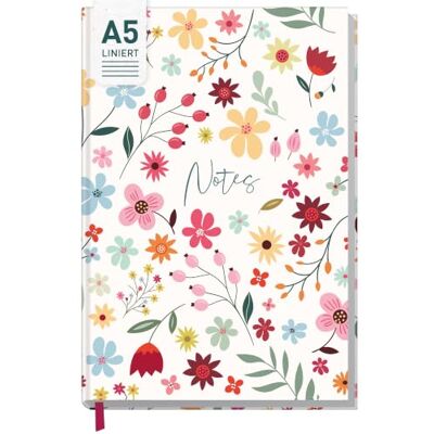 Häfft Trendstuff by ® Caderno, diário A5 listrado "Wild Flower" Diário pessoal, caderno de ideias, caderno para escrever, 124 páginas riscadas, tampa flexível mas resistente Häfft Trendstuff by ® Caderno, diário A5 listrado "Wild Flower" Diário pessoal, caderno de ideias, caderno para escrever, 124 páginas riscadas, tampa flexível mas resistente