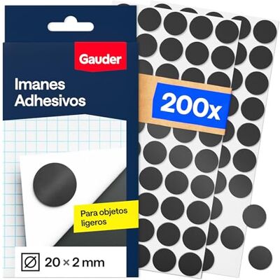 GAUDER Pontos Magnéticos Ímanes Adesivos Redondos para Artesanato, Frigorífico, Escritório e Escola Remendos Autoadesivos para Notas, Fotos e Objetos Leves (200 Unidades 20 x 2 mm) GAUDER Pontos Magnéticos Ímanes Adesivos Redondos para Artesanato, Frigorífico, Escritório e Escola Remendos Autoadesivos para Notas, Fotos e Objetos Leves (200 Unidades 20 x 2 mm)