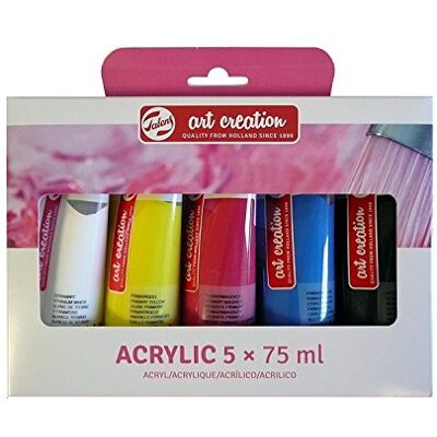Estojo de cores acrílicas 5 tubos x 75 ml cores vibrantes sortidas ideal para artistas e fãs Estojo de cores acrílicas 5 tubos x 75 ml cores vibrantes sortidas ideal para artistas e fãs