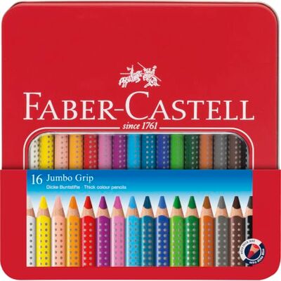 Faber-Castell Conjunto de lápis de cor Jumbo Grip de 16 unidades Lápices de colores jumbo lavables con agua para niños, con colores vivos y forma triangular ergonómica Faber-Castell Conjunto de lápis de cor Jumbo Grip de 16 unidades Lápices de colores jumbo lavables con agua para niños, con colores vivos y forma triangular ergonómica