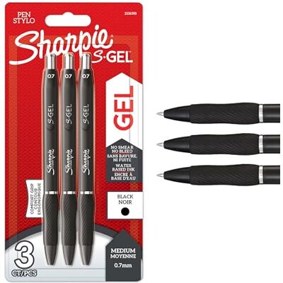 Sharpie S-Gel Canetas de gel Ponta média (0,7 mm) Tinta preta 3 unidades Sharpie S-Gel Canetas de gel Ponta média (0,7 mm) Tinta preta 3 unidades