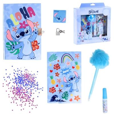 Disney Stitch Conjunto de Papelaria, Inclui 1 Caneta Pompom, Lentesjuela, Adesivos, Caderno Trancado com Chaves, Conjunto de Papelaria Presente para Meninas Disney Stitch Conjunto de Papelaria, Inclui 1 Caneta Pompom, Lentesjuela, Adesivos, Caderno Trancado com Chaves, Conjunto de Papelaria Presente para Meninas