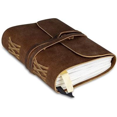 WANDERINGS Caderno encadernado em pele com folhas em branco, caderno para escrever de pele genuína feito à mão presente perfeito para escritores, poetas e viajantes, 18 x 13 cm WANDERINGS Caderno encadernado em pele com folhas em branco, caderno para escrever de pele genuína feito à mão presente perfeito para escritores, poetas e viajantes, 18 x 13 cm