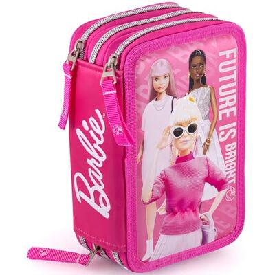 Clondo Estojo triplo enchimento para meninas, para Barbie Fan, 45 acessórios escolares, Plumier 3 fechoes, compartimentos organizados, lápis coloridos, marcadores, cola, tesouras Clondo Estojo triplo enchimento para meninas, para Barbie Fan, 45 acessórios escolares, Plumier 3 fechoes, compartimentos organizados, lápis coloridos, marcadores, cola, tesouras