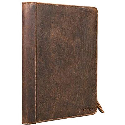STILORD 'Julius' Porta-documentos de couro estilo vintage para conferências negócios ou trabalho pasta organizador ou classificador DIN A4 de pele autêntica, Castanho Médio, Malas STILORD 'Julius' Porta-documentos de couro estilo vintage para conferências negócios ou trabalho pasta organizador ou classificador DIN A4 de pele autêntica, Castanho Médio, Malas