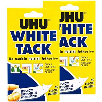 UHU Branco Tipo Tack Pack duplo adesivo reutilizável adesivo de massa branco UHU Branco Tipo Tack Pack duplo adesivo reutilizável adesivo de massa branco