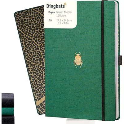 Dingbats* Notebooks Dingbats* Pro B5 Grande caderno pontilhado caderno com cobertura têxtil, encadernado com fio para trabalhar, viajar fecho elástico, marcador Dingbats* Notebooks Dingbats* Pro B5 Grande caderno pontilhado caderno com cobertura têxtil, encadernado com fio para trabalhar, viajar fecho elástico, marcador