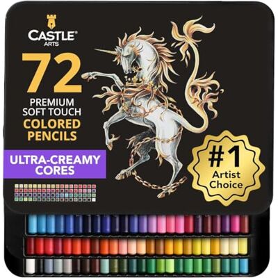 Conjunto de 72 Lápis de Cores Minas Macias Coloridas para Artistas Experientes, Profissionais e Ilustradores Protegidos e Organizados numa Caixa Metálica Conjunto de 72 Lápis de Cores Minas Macias Coloridas para Artistas Experientes, Profissionais e Ilustradores Protegidos e Organizados numa Caixa Metálica