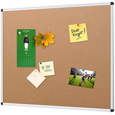 VIZ-PRO Placa de cortiça com moldura de alumínio, 90 x 60 cm Com moldura de alumínio, ideal para escritório, escola e casa, montagem horizontal ou vertical VIZ-PRO Placa de cortiça com moldura de alumínio, 90 x 60 cm Com moldura de alumínio, ideal para escritório, escola e casa, montagem horizontal ou vertical