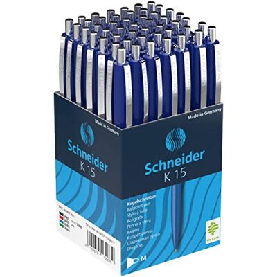 SCHNEIDER Novus K15 Caneta esferográfica com pinça de metal (50 unidades), azul SCHNEIDER Novus K15 Caneta esferográfica com pinça de metal (50 unidades), azul