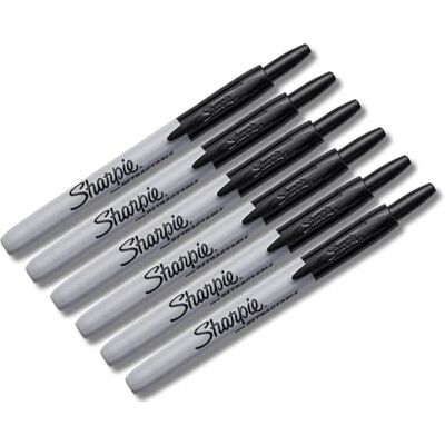 Sharpie Canetas de tinta ponta fina preto 6 peças Sharpie Canetas de tinta ponta fina preto 6 peças