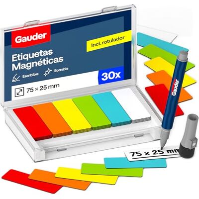 GAUDER Etiquetas magnéticas reutilizáveis, Kanban (30 unidades, 75 x 25 mm) GAUDER Etiquetas magnéticas reutilizáveis, Kanban (30 unidades, 75 x 25 mm)