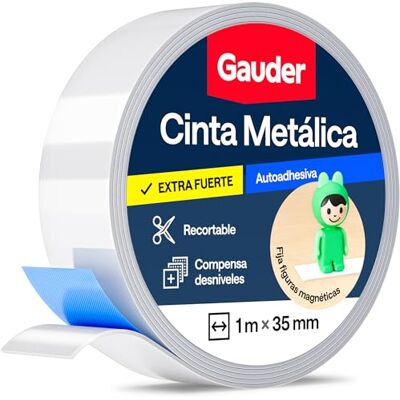 GAUDER Fita metálica autoadesiva, tiras finas com adesivo de espuma para ímans, figuras Tonie® e prateleiras, fita ferrosa (1 m x 35 mm) GAUDER Fita metálica autoadesiva, tiras finas com adesivo de espuma para ímans, figuras Tonie® e prateleiras, fita ferrosa (1 m x 35 mm)