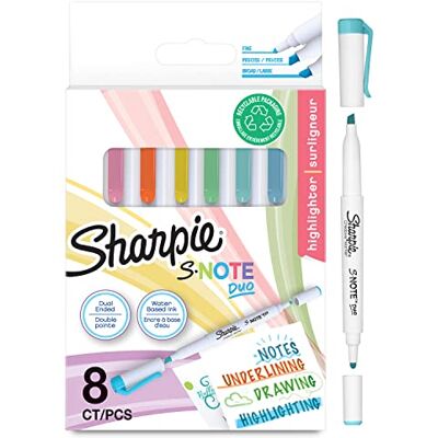 Sharpie S-Note Duo sublinhadores pastel Fantásticos marcadores de duas pontas em tom pastel ponta redonda e chanfrada para sublinhardesenharapontapontar e muito mais, 8 marcadores Sharpie S-Note Duo sublinhadores pastel Fantásticos marcadores de duas pontas em tom pastel ponta redonda e chanfrada para sublinhardesenharapontapontar e muito mais, 8 marcadores
